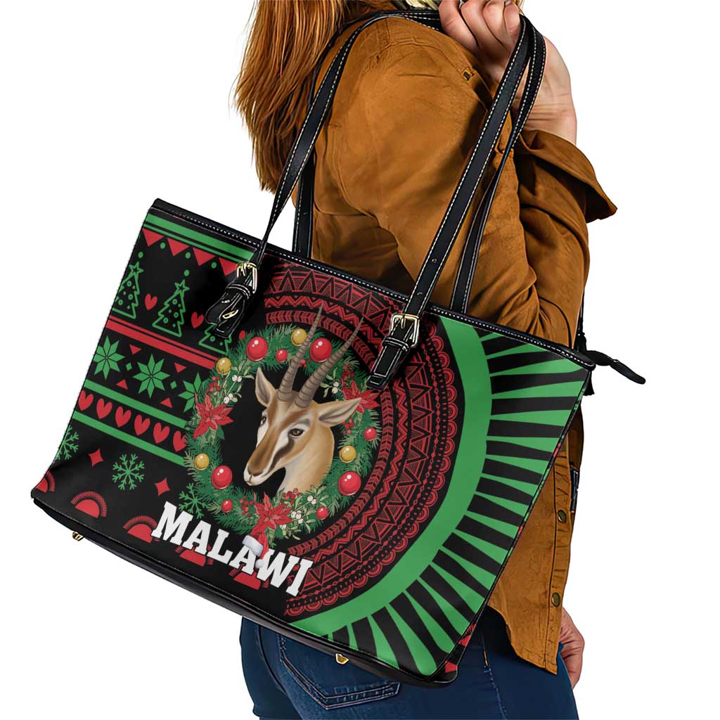 Malawi Christmas Leather Tote Bag Thompson Gazelle - African Pattern - Wonder Print Shop