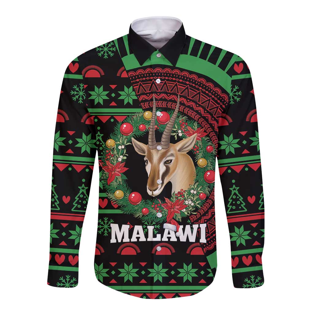 Personalized Malawi Christmas Long Sleeve Button Shirt Thompson Gazelle - African Pattern - Wonder Print Shop