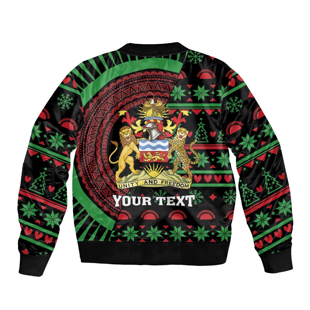 Personalized Malawi Christmas Sleeve Zip Bomber Jacket Thompson Gazelle - African Pattern - Wonder Print Shop