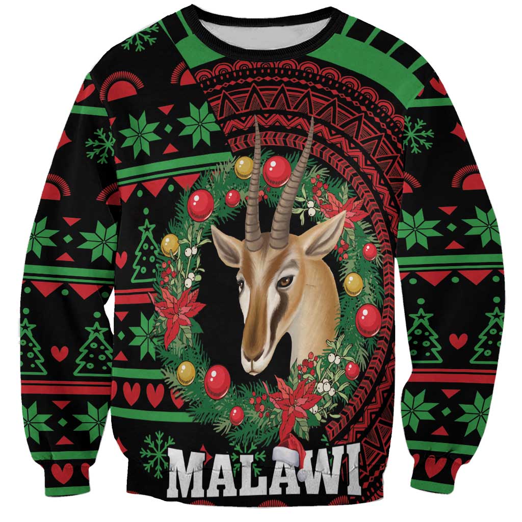 Personalized Malawi Christmas Sweatshirt Thompson Gazelle - African Pattern - Wonder Print Shop