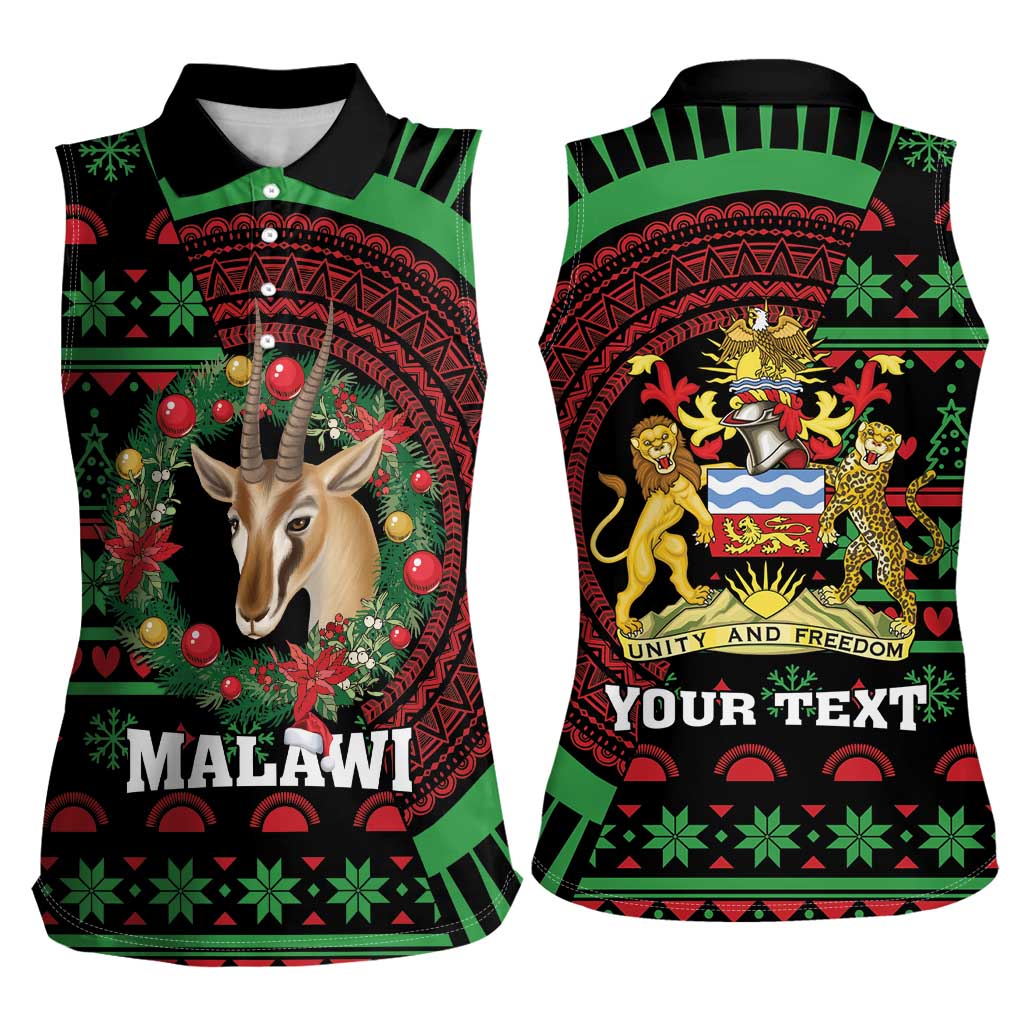 Personalized Malawi Christmas Women Sleeveless Polo Shirt Thompson Gazelle - African Pattern - Wonder Print Shop
