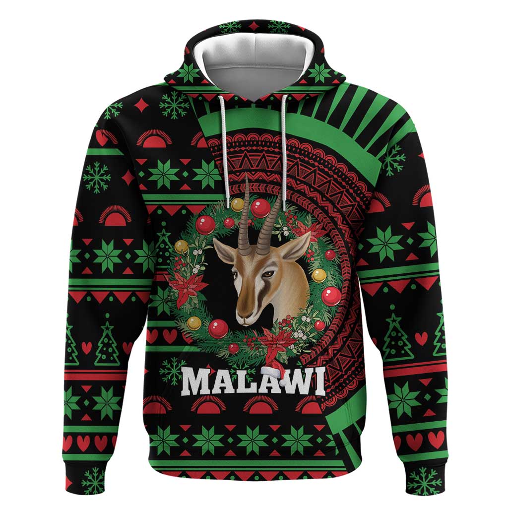 Personalized Malawi Christmas Zip Hoodie Thompson Gazelle - African Pattern - Wonder Print Shop