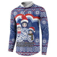 Russia Christmas Button Sweatshirt Santa Matryoshka Doll - Wonder Print Shop