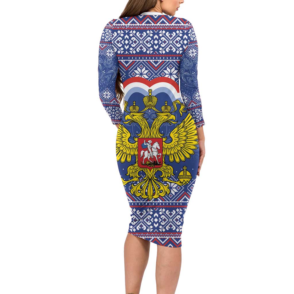 Russia Christmas Family Matching Long Sleeve Bodycon Dress and Hawaiian Shirt Santa Matryoshka Doll - Wonder Print Shop
