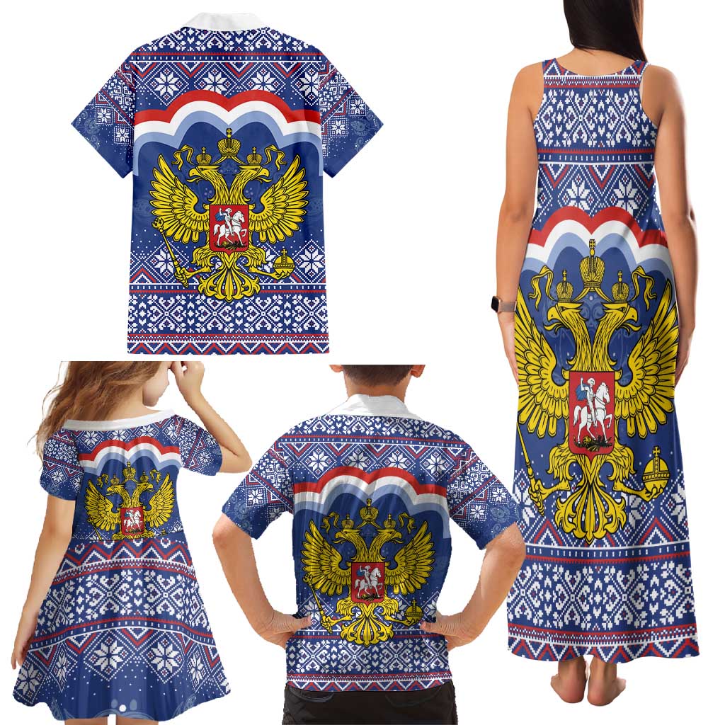 Russia Christmas Family Matching Tank Maxi Dress and Hawaiian Shirt Santa Matryoshka Doll - Wonder Print Shop