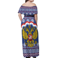 Russia Christmas Off Shoulder Maxi Dress Santa Matryoshka Doll - Wonder Print Shop
