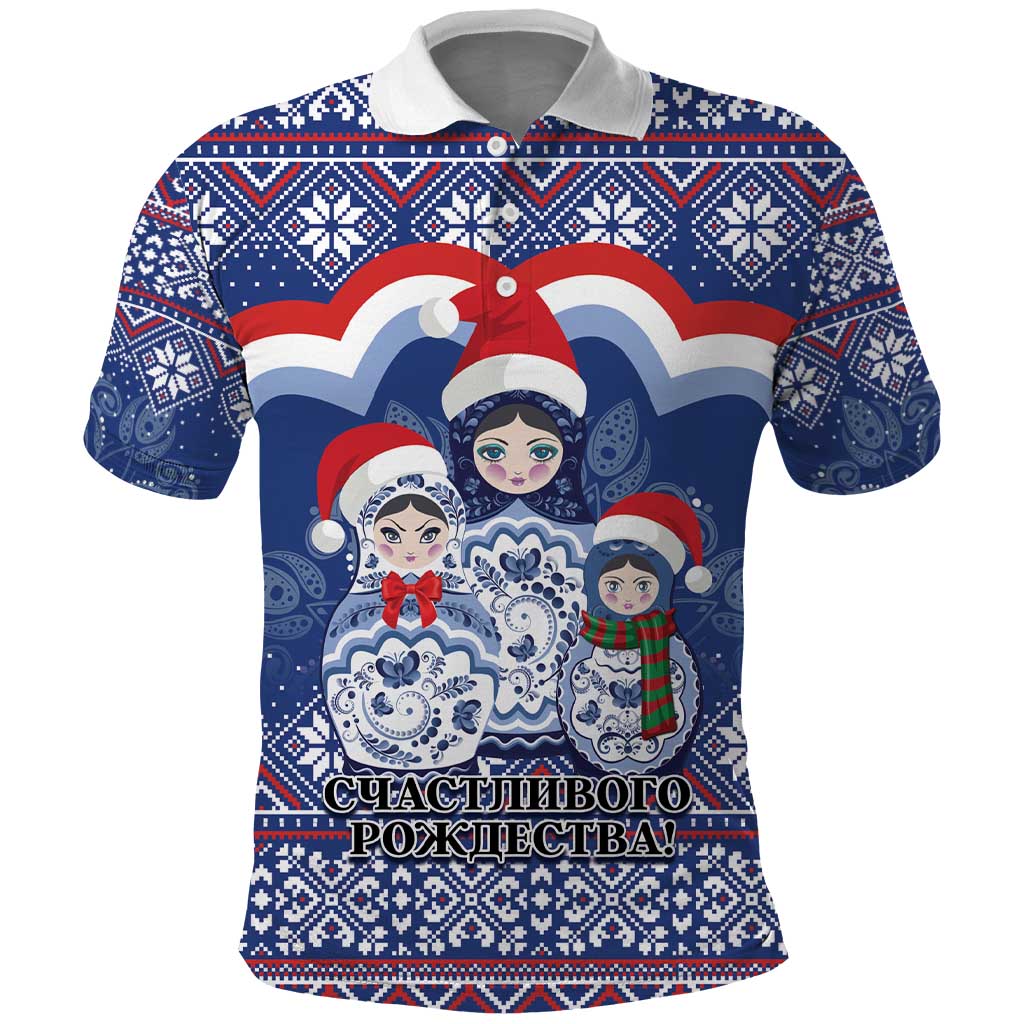 Russia Christmas Polo Shirt Santa Matryoshka Doll - Wonder Print Shop