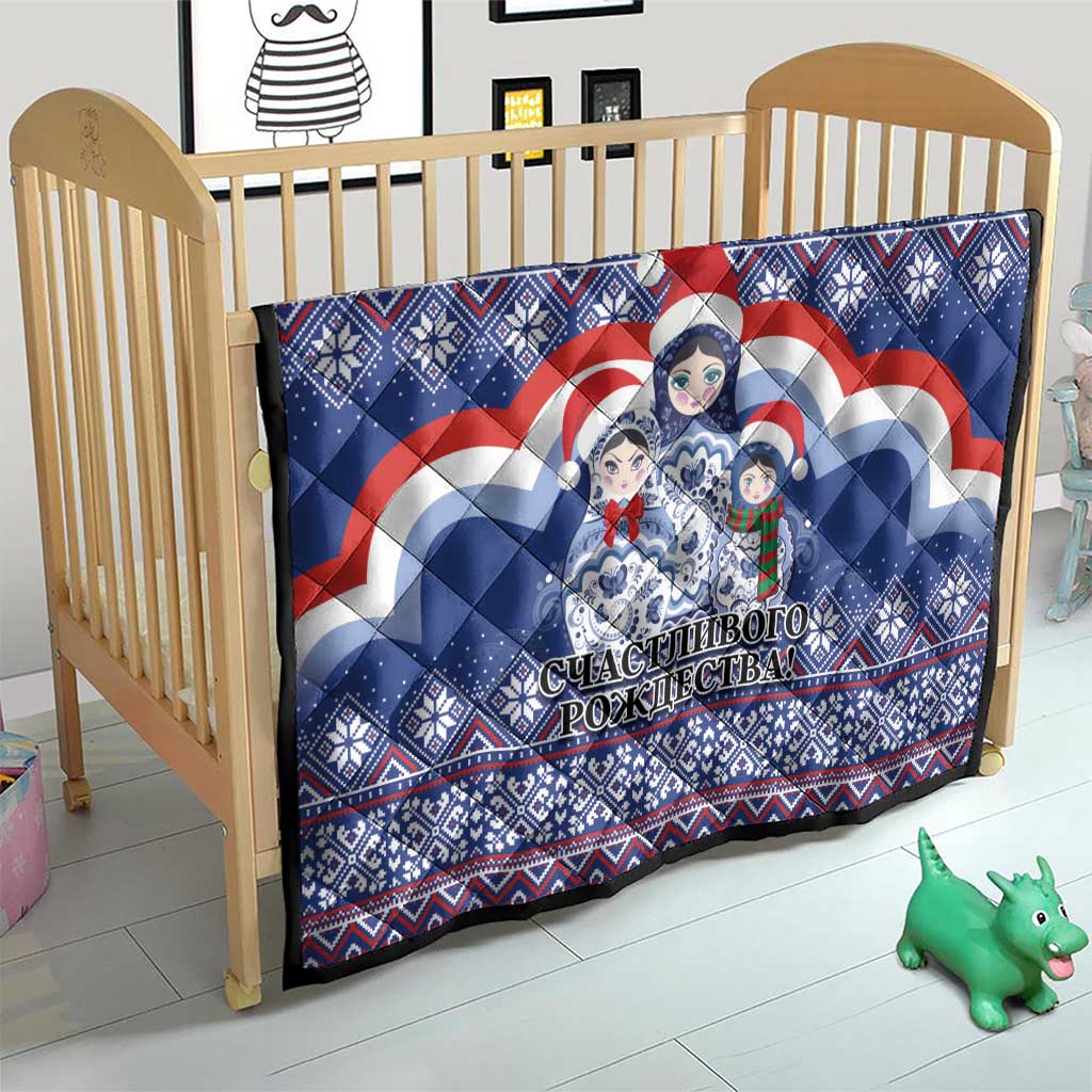 Russia Christmas Quilt Santa Matryoshka Doll - Wonder Print Shop
