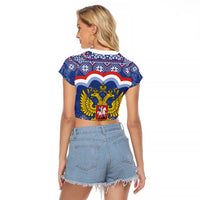 Russia Christmas Raglan Cropped T Shirt Santa Matryoshka Doll - Wonder Print Shop