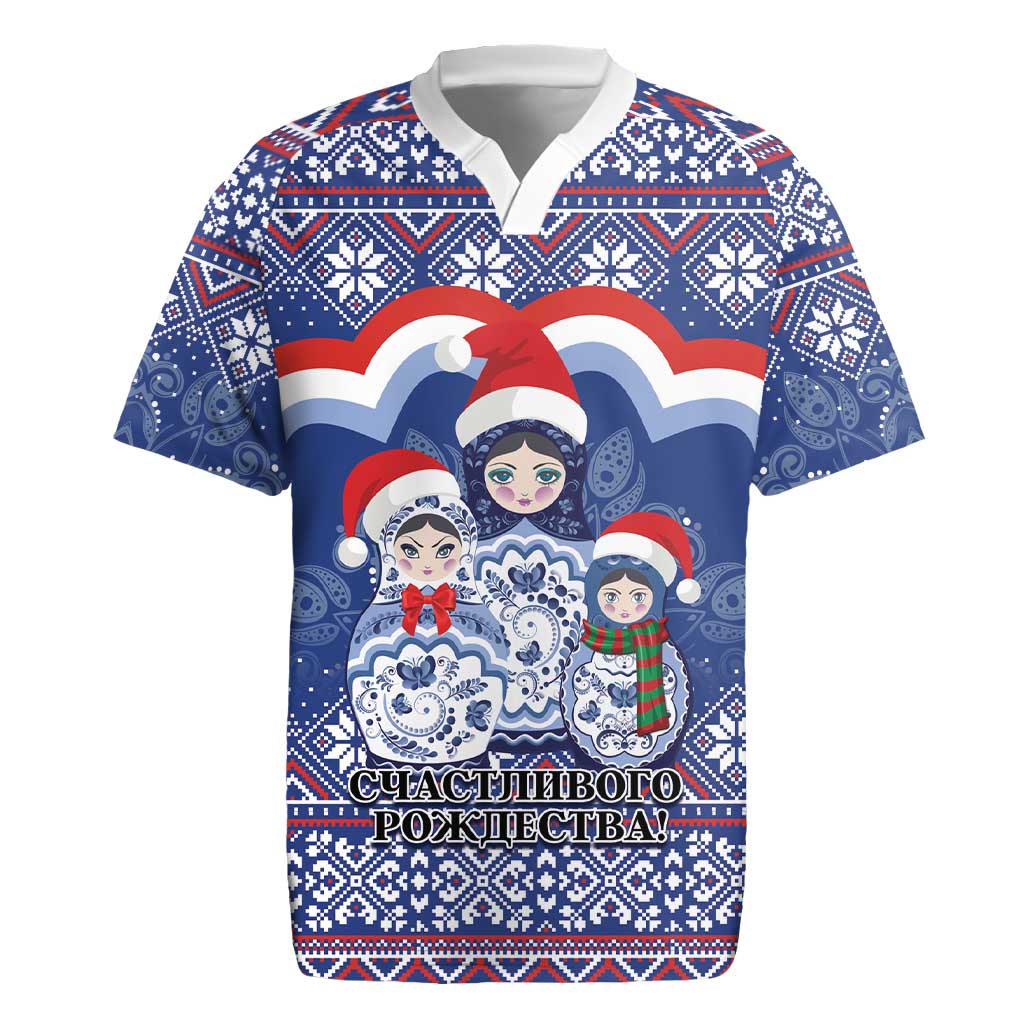 Russia Christmas Rugby Jersey Santa Matryoshka Doll - Wonder Print Shop