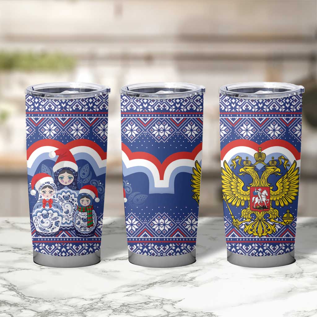 Russia Christmas Tumbler Cup Santa Matryoshka Doll - Wonder Print Shop