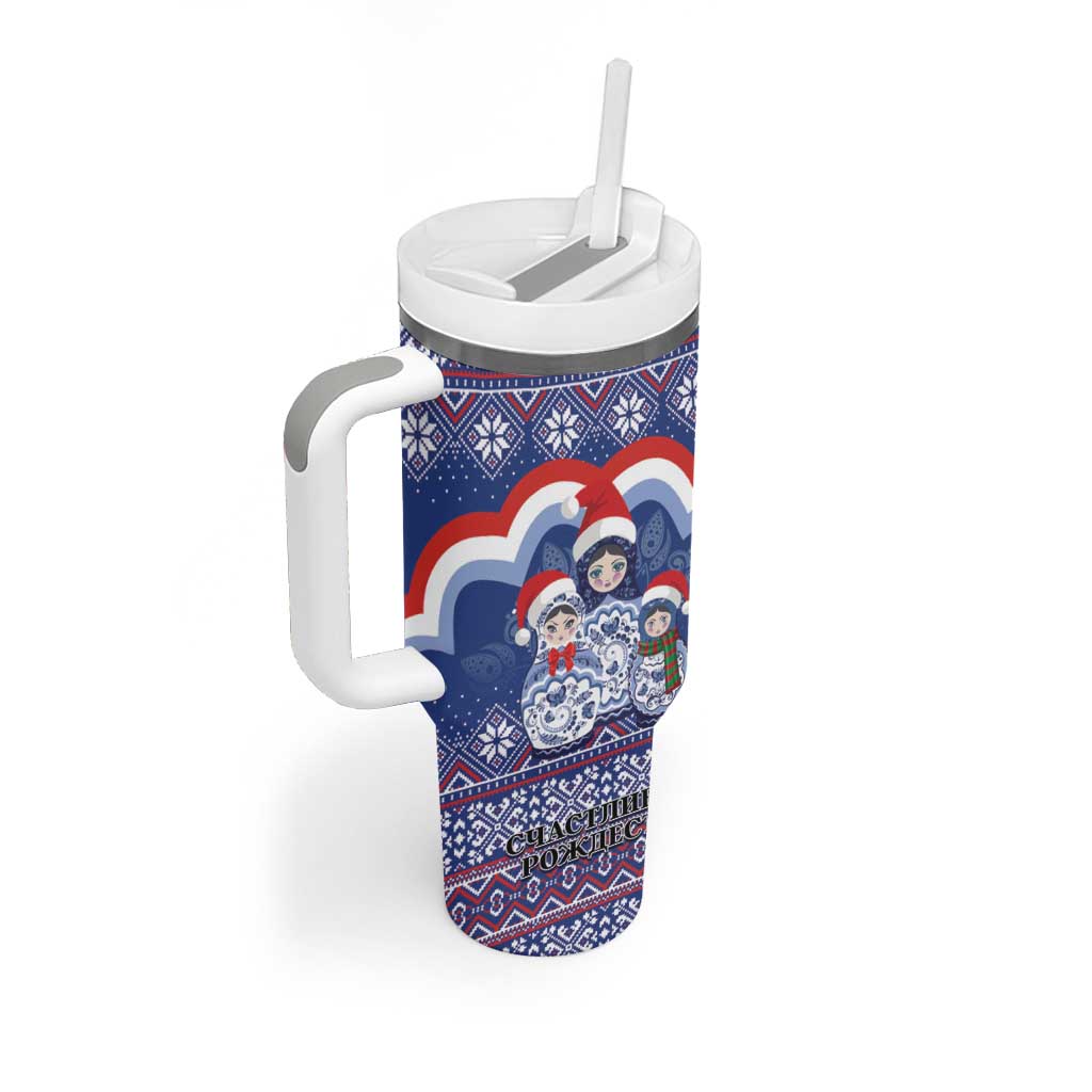 Russia Christmas Tumbler With Handle Santa Matryoshka Doll - Wonder Print Shop