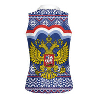 Russia Christmas Women Sleeveless Polo Shirt Santa Matryoshka Doll - Wonder Print Shop