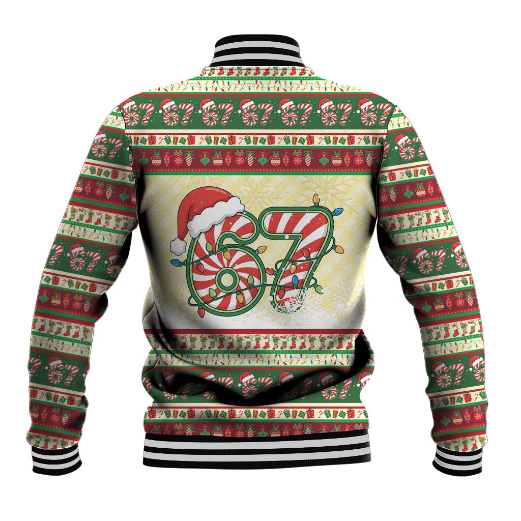 67 Six Seven Funny Meme Christmas Baseball Jacket Funny Xmas - Wonder Print Shop