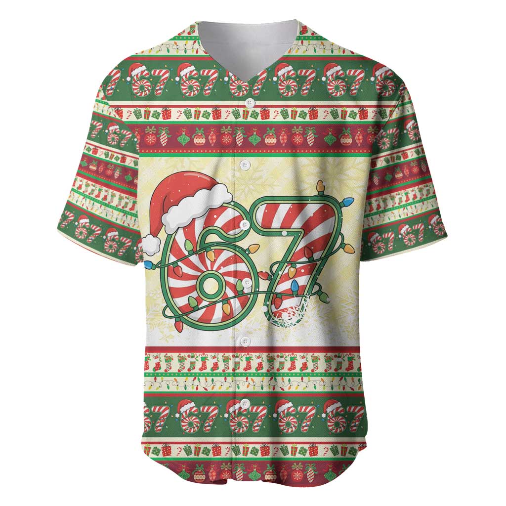 67 Six Seven Funny Meme Christmas Baseball Jersey Funny Xmas - Wonder Print Shop