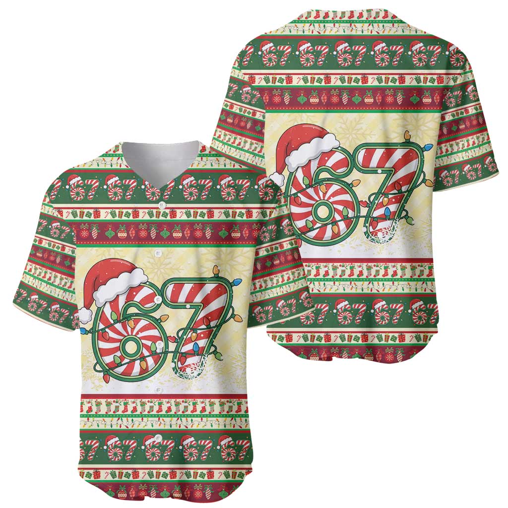 67 Six Seven Funny Meme Christmas Baseball Jersey Funny Xmas - Wonder Print Shop