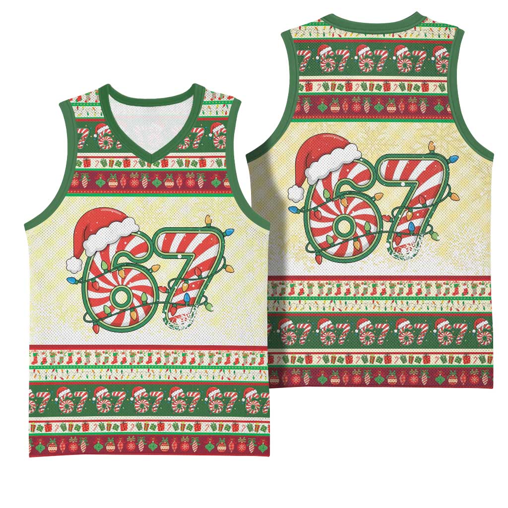 67 Six Seven Funny Meme Christmas Basketball Jersey Funny Xmas - Wonder Print Shop