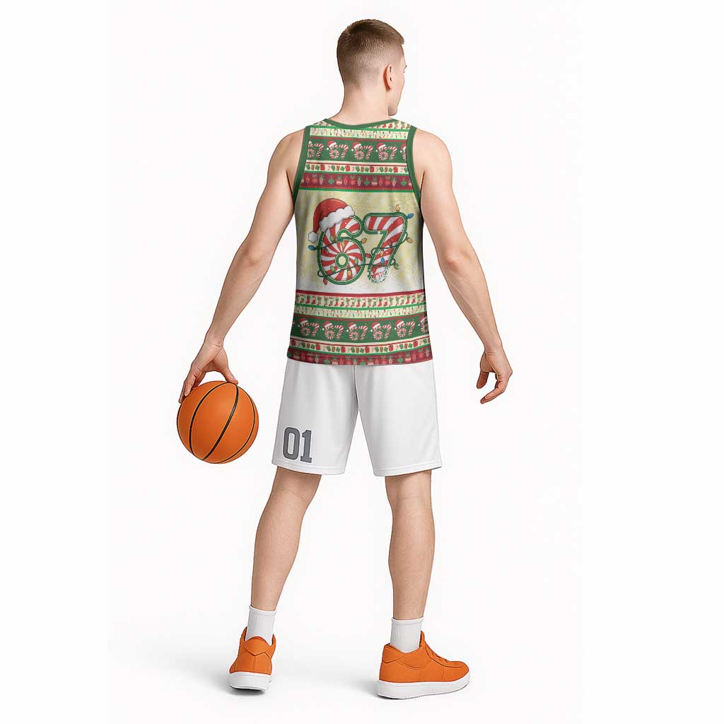 67 Six Seven Funny Meme Christmas Basketball Jersey Funny Xmas - Wonder Print Shop