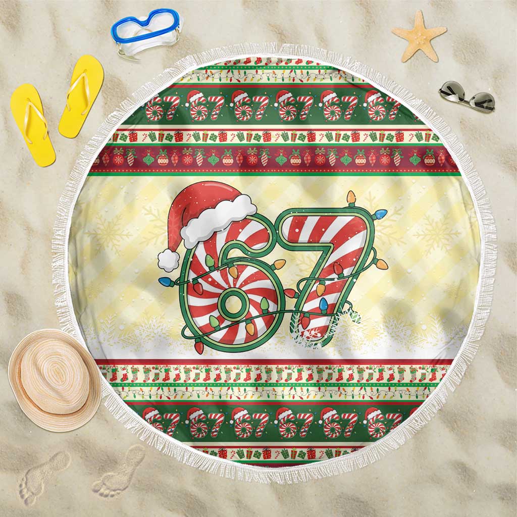 67 Six Seven Funny Meme Christmas Beach Blanket Funny Xmas - Wonder Print Shop