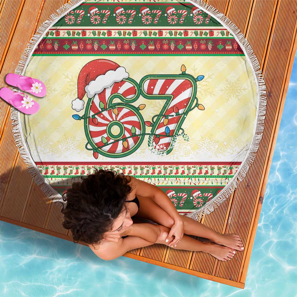 67 Six Seven Funny Meme Christmas Beach Blanket Funny Xmas - Wonder Print Shop