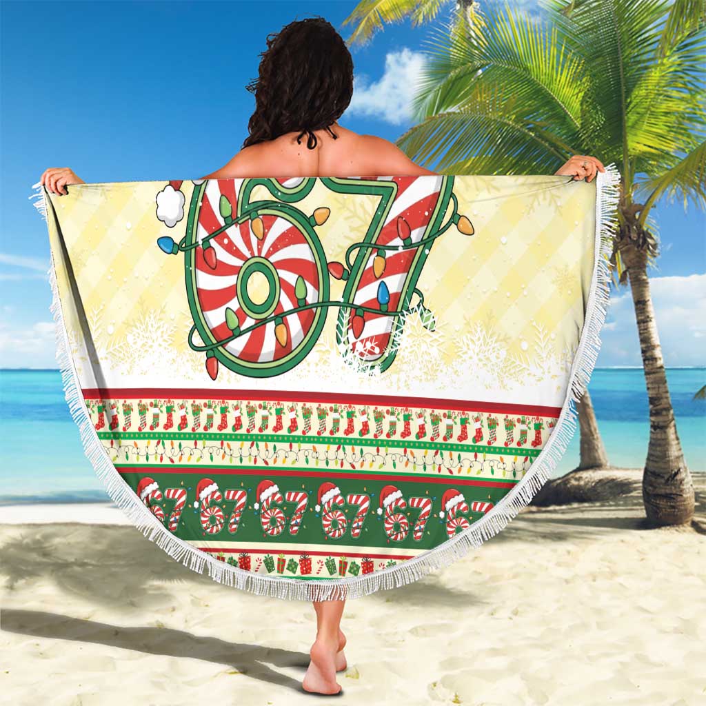 67 Six Seven Funny Meme Christmas Beach Blanket Funny Xmas - Wonder Print Shop