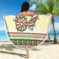 67 Six Seven Funny Meme Christmas Beach Blanket Funny Xmas - Wonder Print Shop