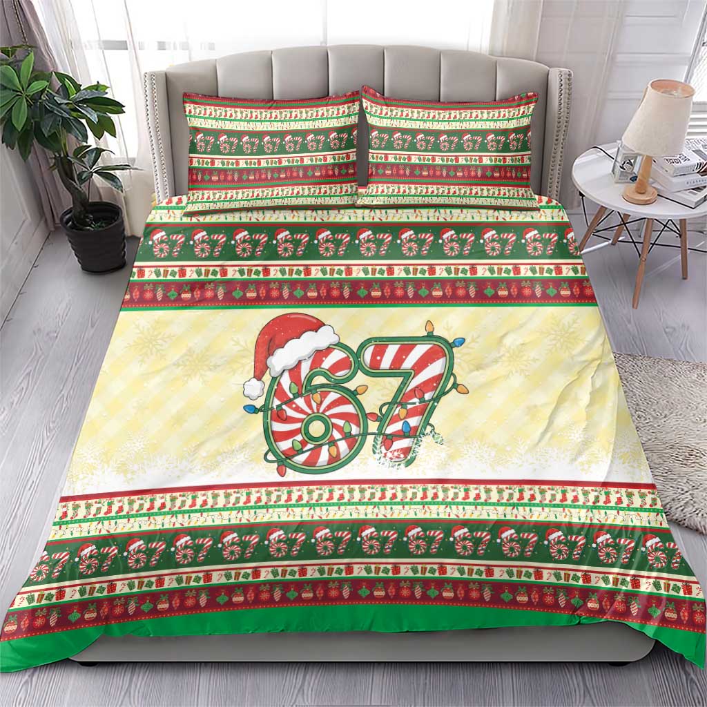 67 Six Seven Funny Meme Christmas Bedding Set Funny Xmas - Wonder Print Shop