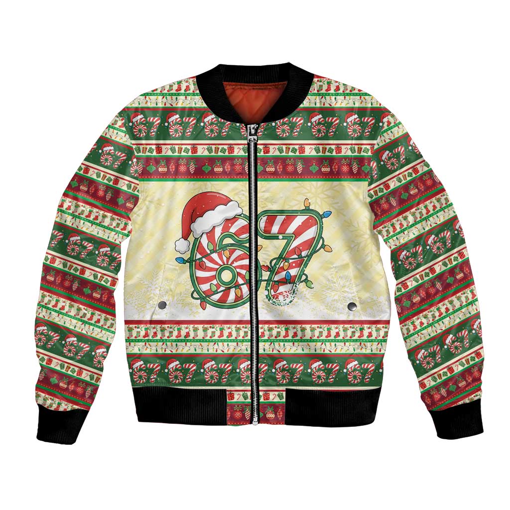 67 Six Seven Funny Meme Christmas Bomber Jacket Funny Xmas - Wonder Print Shop