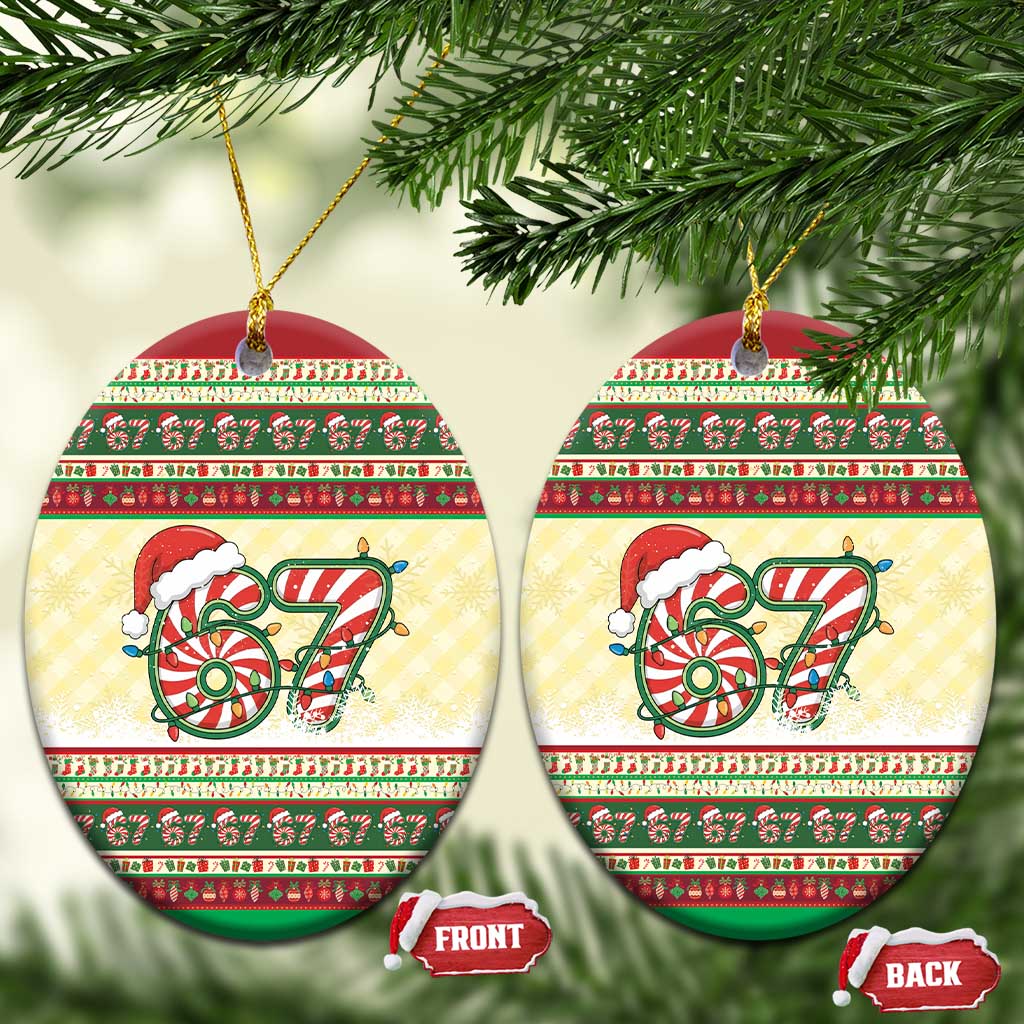 67 Six Seven Funny Meme Christmas Ceramic Ornament Funny Xmas - Wonder Print Shop