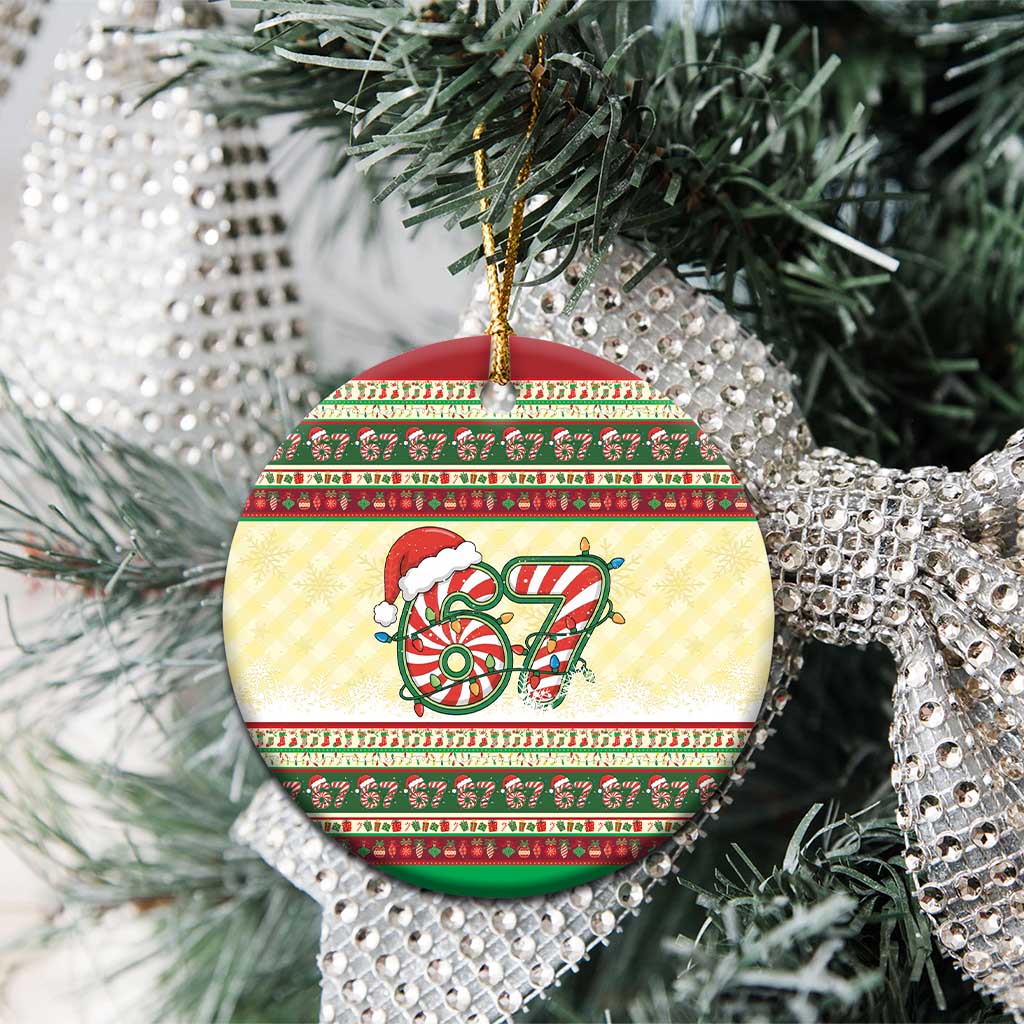 67 Six Seven Funny Meme Christmas Ceramic Ornament Funny Xmas - Wonder Print Shop