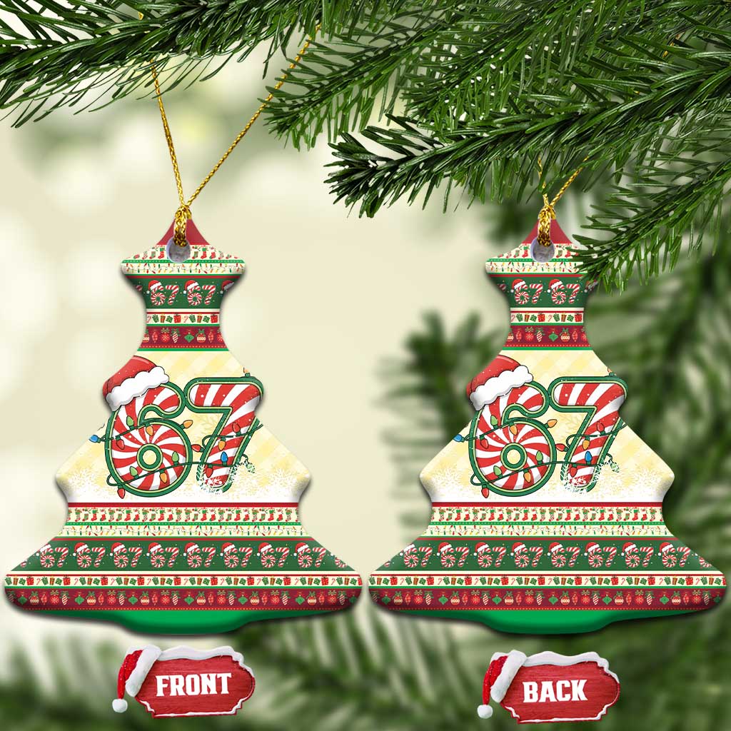 67 Six Seven Funny Meme Christmas Ceramic Ornament Funny Xmas - Wonder Print Shop