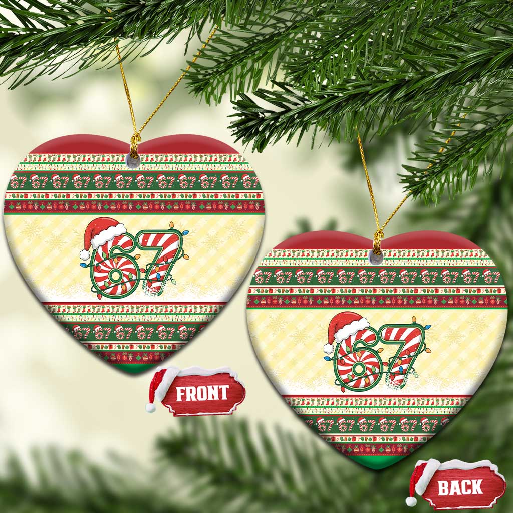 67 Six Seven Funny Meme Christmas Ceramic Ornament Funny Xmas - Wonder Print Shop