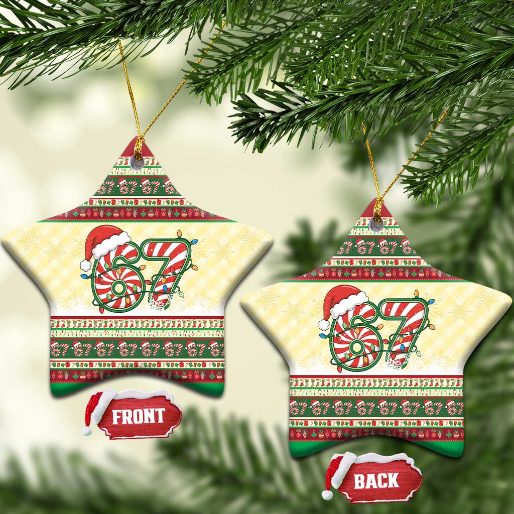 67 Six Seven Funny Meme Christmas Ceramic Ornament Funny Xmas - Wonder Print Shop