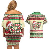67 Six Seven Funny Meme Christmas Couples Matching Off Shoulder Short Dress and Hawaiian Shirt Funny Xmas - Wonder Print Shop