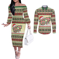 67 Six Seven Funny Meme Christmas Couples Matching Off The Shoulder Long Sleeve Dress and Long Sleeve Button Shirt Funny Xmas - Wonder Print Shop