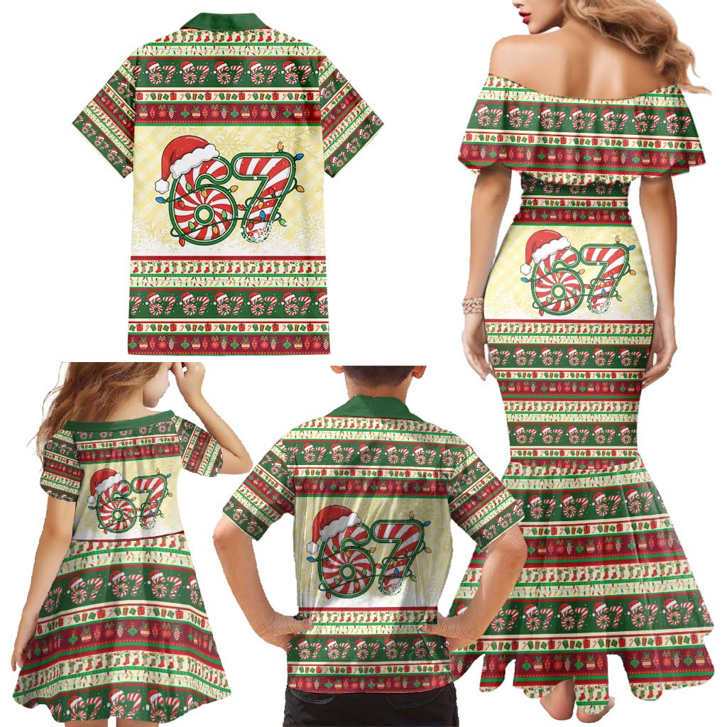 67 Six Seven Funny Meme Christmas Family Matching Mermaid Dress and Hawaiian Shirt Funny Xmas - Wonder Print Shop