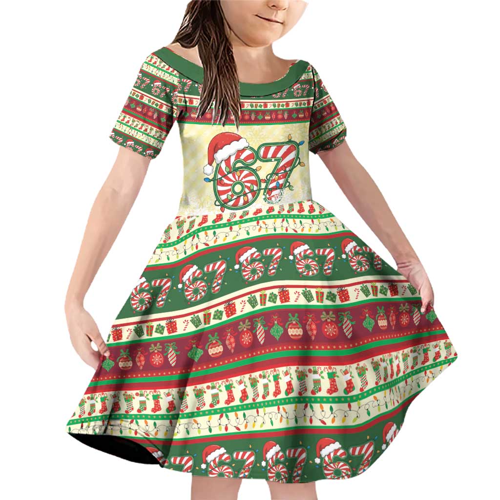 67 Six Seven Funny Meme Christmas Family Matching Off Shoulder Short Dress and Hawaiian Shirt Funny Xmas - Wonder Print Shop