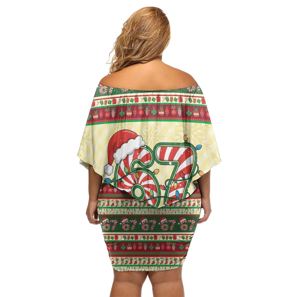 67 Six Seven Funny Meme Christmas Family Matching Off Shoulder Short Dress and Hawaiian Shirt Funny Xmas - Wonder Print Shop