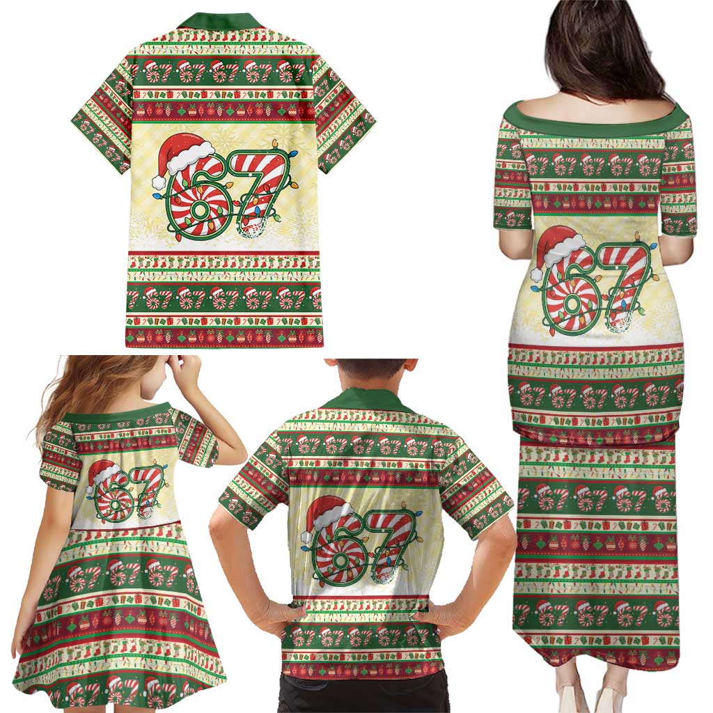 67 Six Seven Funny Meme Christmas Family Matching Puletasi and Hawaiian Shirt Funny Xmas - Wonder Print Shop