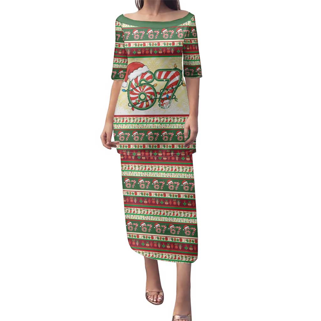 67 Six Seven Funny Meme Christmas Family Matching Puletasi and Hawaiian Shirt Funny Xmas - Wonder Print Shop