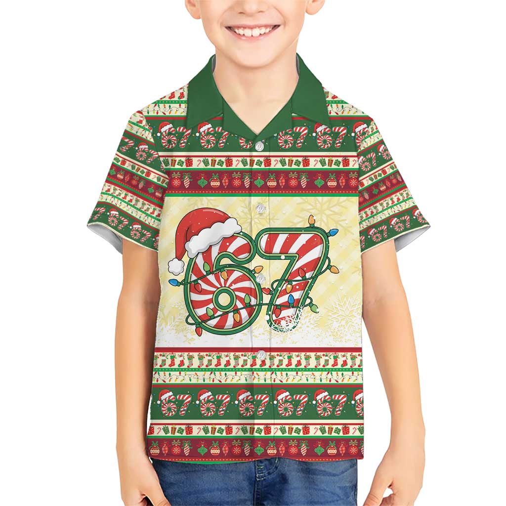 67 Six Seven Funny Meme Christmas Family Matching Short Sleeve Bodycon Dress and Hawaiian Shirt Funny Xmas - Wonder Print Shop