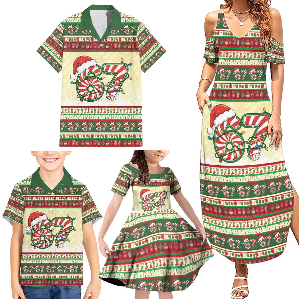 67 Six Seven Funny Meme Christmas Family Matching Summer Maxi Dress and Hawaiian Shirt Funny Xmas - Wonder Print Shop