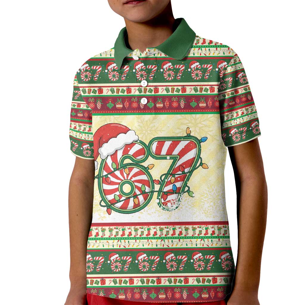 67 Six Seven Funny Meme Christmas Kid Polo Shirt Funny Xmas - Wonder Print Shop