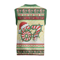67 Six Seven Funny Meme Christmas Knitted V-Neck Vest Funny Xmas - Wonder Print Shop