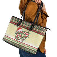 67 Six Seven Funny Meme Christmas Leather Tote Bag Funny Xmas - Wonder Print Shop