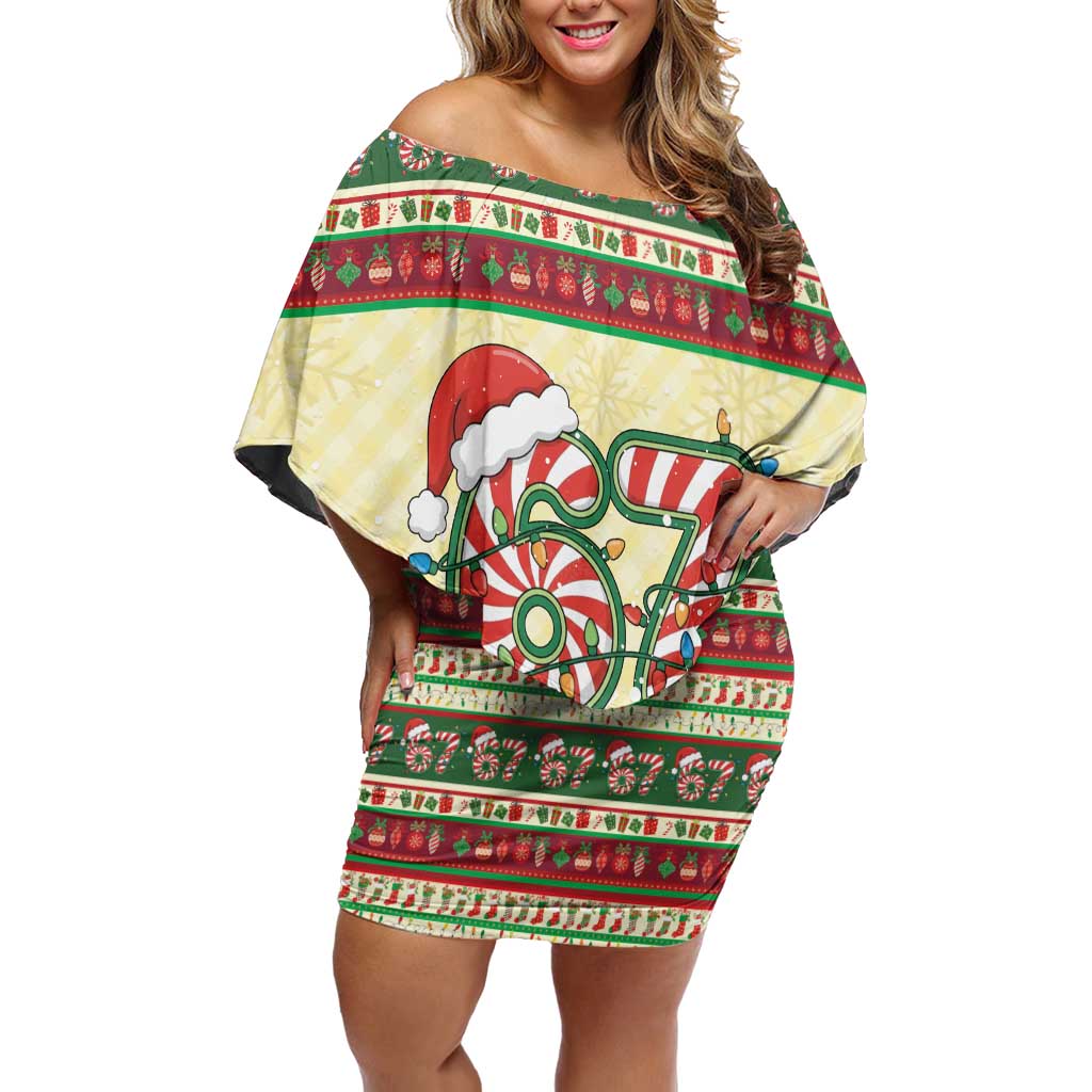 67 Six Seven Funny Meme Christmas Off Shoulder Short Dress Funny Xmas - Wonder Print Shop