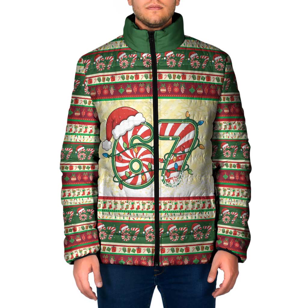 67 Six Seven Funny Meme Christmas Padded Jacket Funny Xmas - Wonder Print Shop