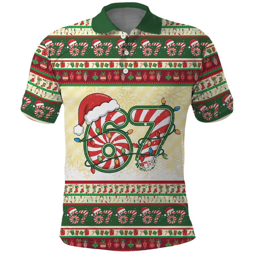 67 Six Seven Funny Meme Christmas Polo Shirt Funny Xmas - Wonder Print Shop