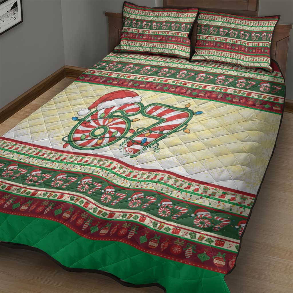 67 Six Seven Funny Meme Christmas Quilt Bed Set Funny Xmas - Wonder Print Shop