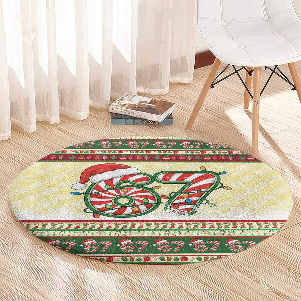67 Six Seven Funny Meme Christmas Round Carpet Funny Xmas - Wonder Print Shop
